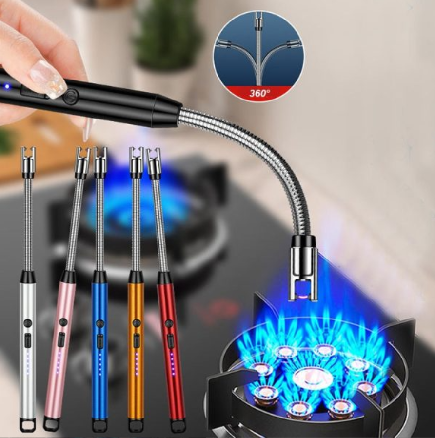 Kitchen Electric USB Windproof Lighter – Rechargeable Flameless Arc Lighter for Gas Stove, Candle & BBQ Use